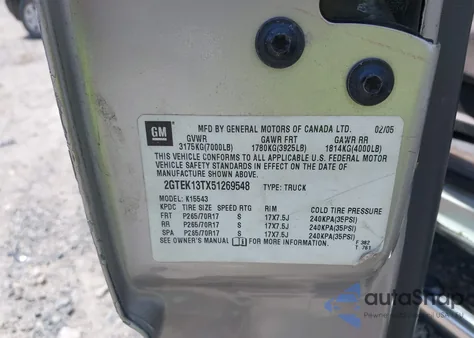 2005 GMC Sierra 1500 Sle из США, поврежденный, VIN 2GTEK13TX51269548